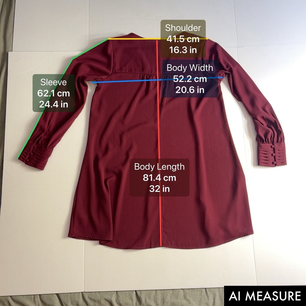 A New Day Women's Maroon Dress Small Long Sleeve V-Neck Knee Length - Picture 3 of 5
